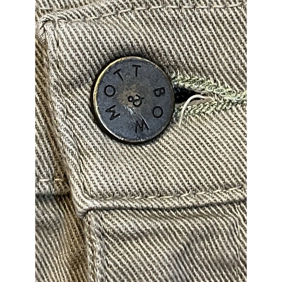 Mott & Bow Slim Pants Mens 33x32 Denim Designer Stretch Beige Office - Picture 3 of 10